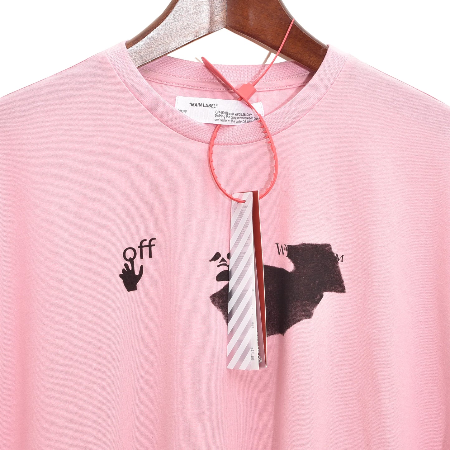 Off White Pink Hand Off Drop Shoulder Tee Shirt (Premium Batch)