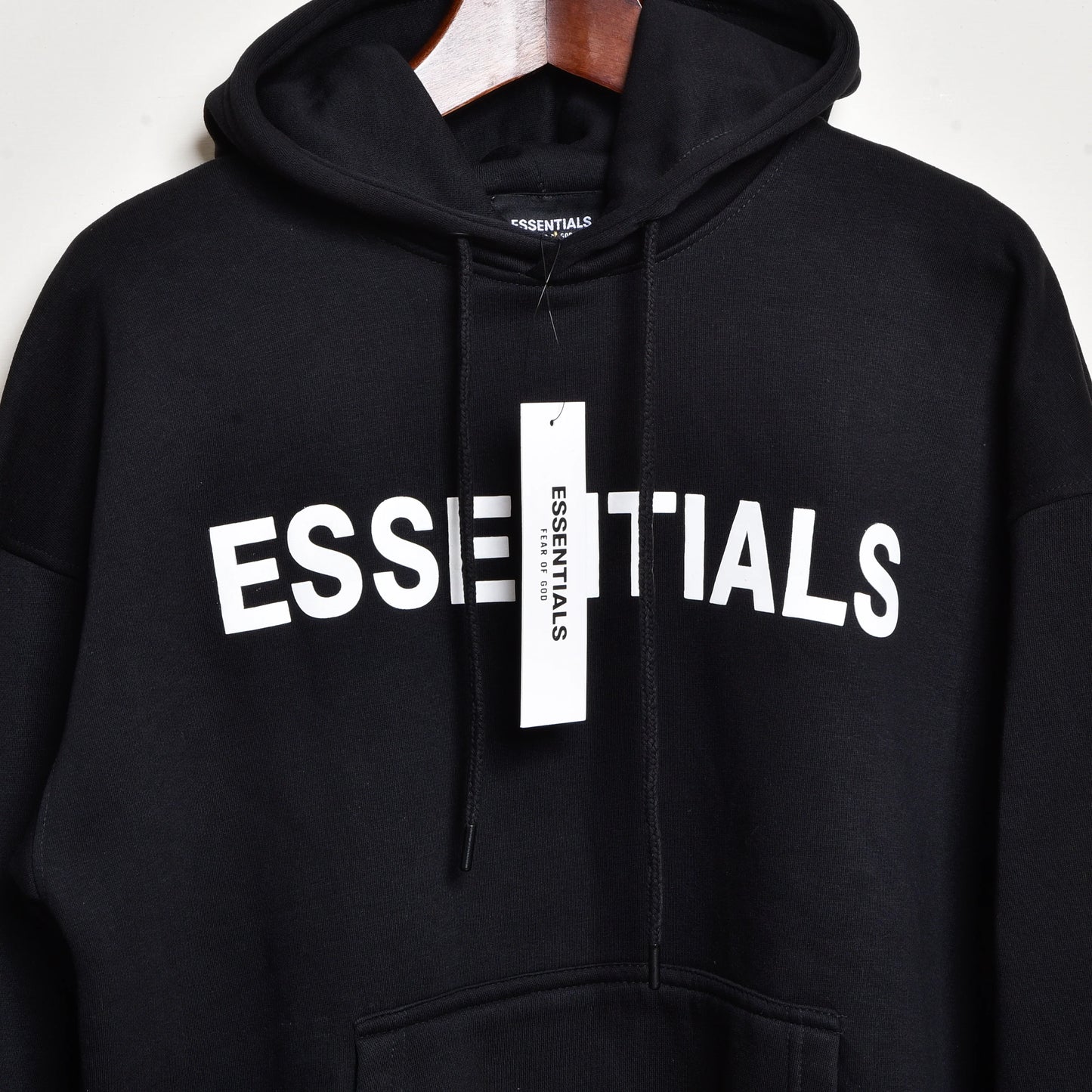 Essentials Black Logo Design Oversized Hoodie (Premium Batch)